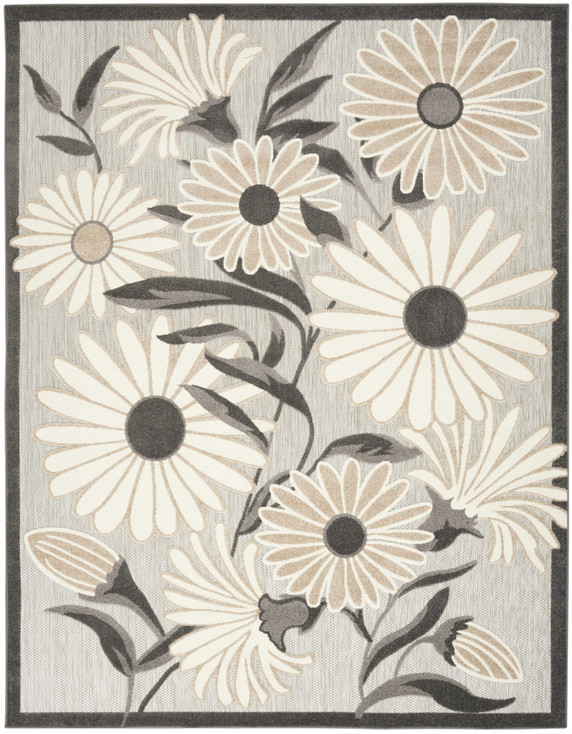 8' x 11' Beige Floral Stain Resistant Non Skid Area Rug