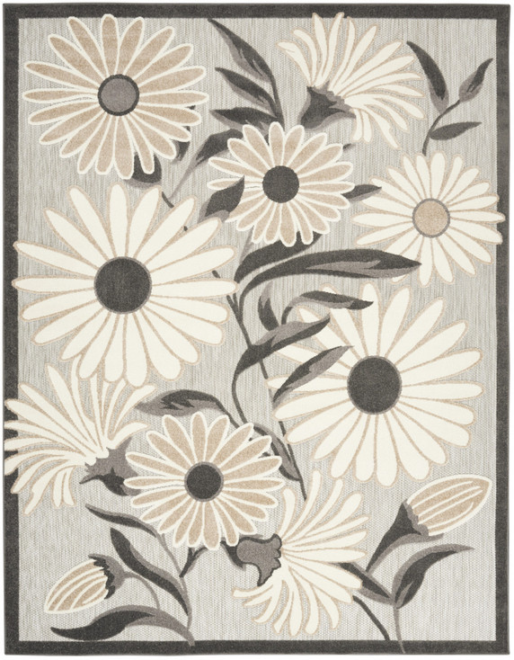 8' x 11' Beige Floral Stain Resistant Non Skid Area Rug