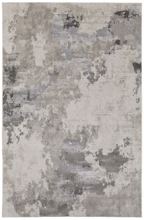 8' x 11' Ivory and Gray Abstract Stain Resistant Area Rug