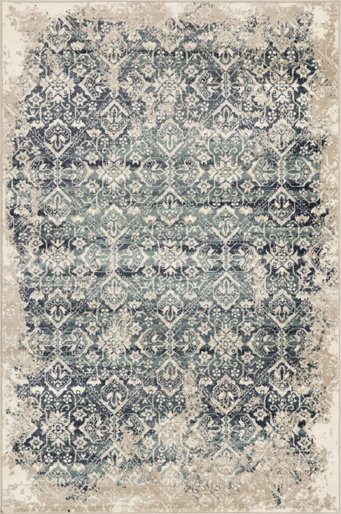8' x 11' Blue and Ivory Oriental Dhurrie Area Rug