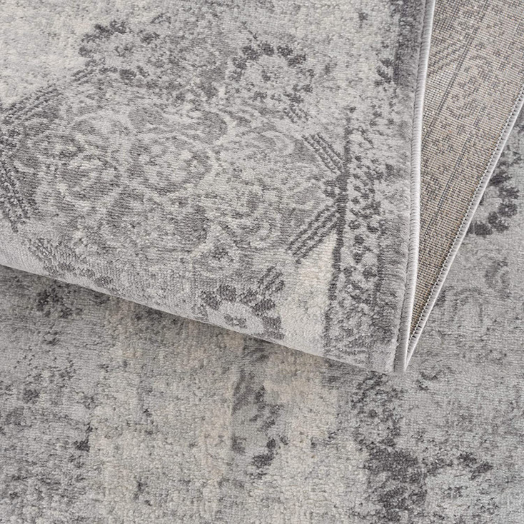 8' x 11' Gray Distressed Trellis Pattern Area Rug