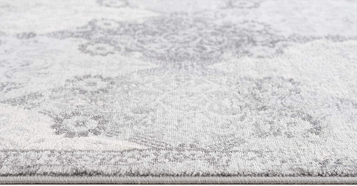 8' x 11' Gray Distressed Trellis Pattern Area Rug