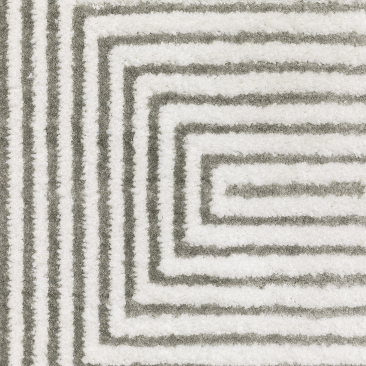 8' x 11' Grey and White Geometric Power Loom Stain Resistant Area Rug