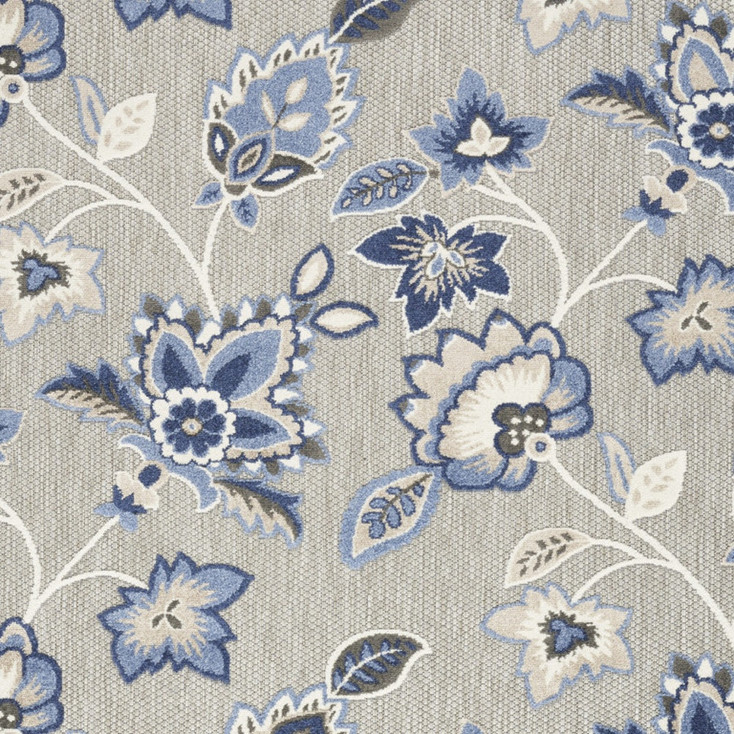 8' x 11' Blue & Grey Floral Stain Resistant Non Skid Area Rug