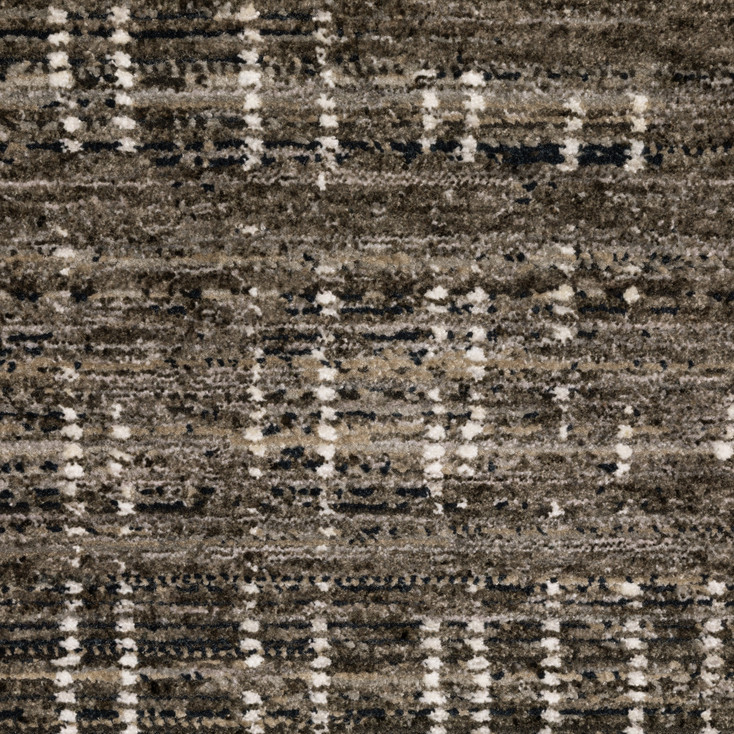 8' x 11' Charcoal Grey Ivory Tan and Brown Abstract Power Loom Stain Resistant Area Rug