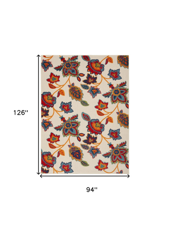 8' x 11' Multicolor Floral Stain Resistant Non Skid Polypropylene Area Rug