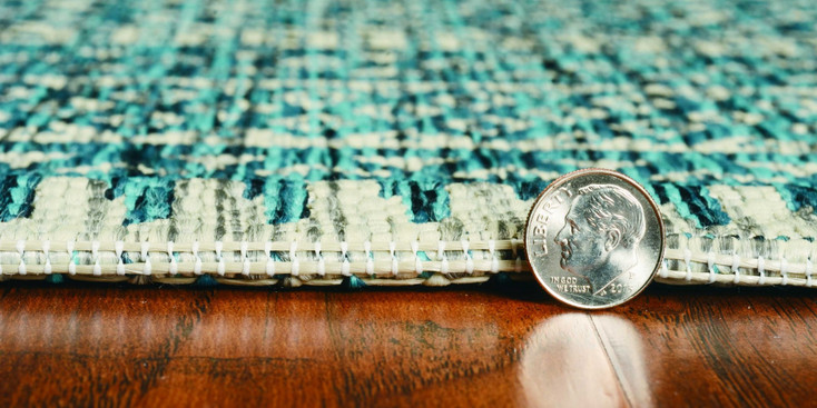 8' x 11' Teal Geometric Patterns Indoor Area Rug