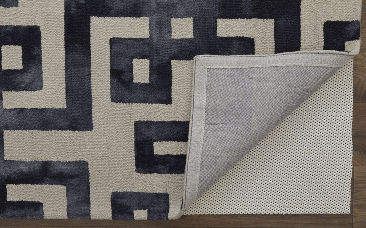 8' x 11' Ivory and Black Wool Tufted Handmade Area Rug