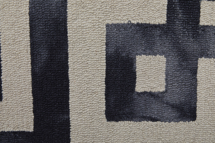 8' x 11' Ivory and Black Wool Tufted Handmade Area Rug