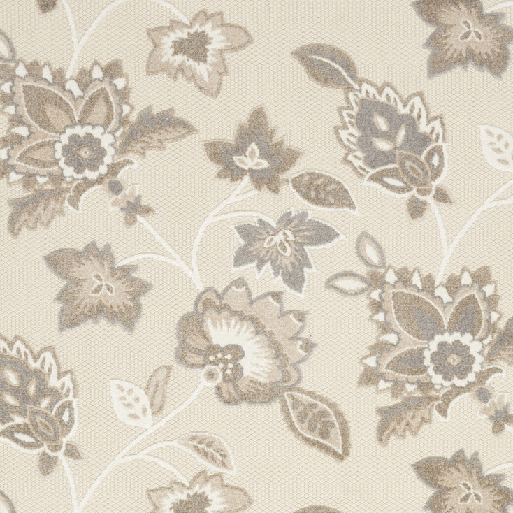 8' x 11' Beige Floral Stain Resistant Non Skid Polypropylene Area Rug