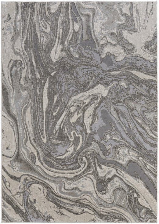 8' x 11' Gray Ivory & Silver Abstract Stain Resistant Area Rug
