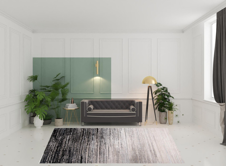 8' x 11' Black and Dark Gray Abstract Stain Resistant Area Rug