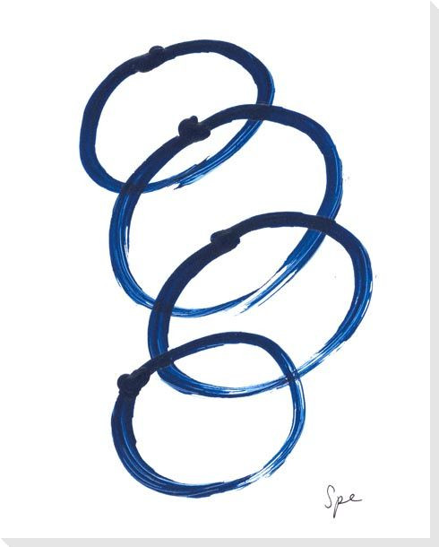 Indigo Round IV Wrapped Canvas Giclee Art Print Wall Art