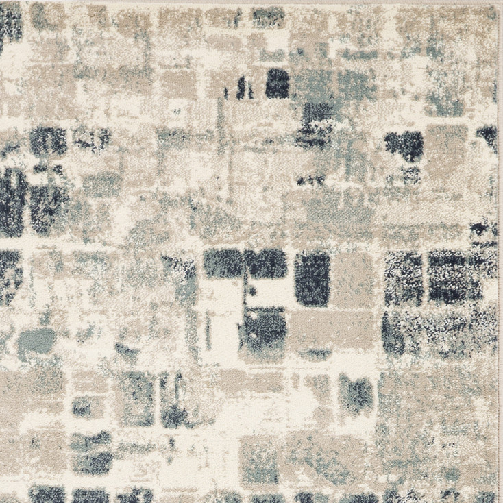 8' x 11' Blue and Beige Abstract Dhurrie Area Rug