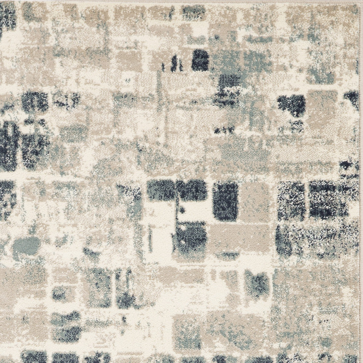 8' x 11' Blue and Beige Abstract Dhurrie Area Rug