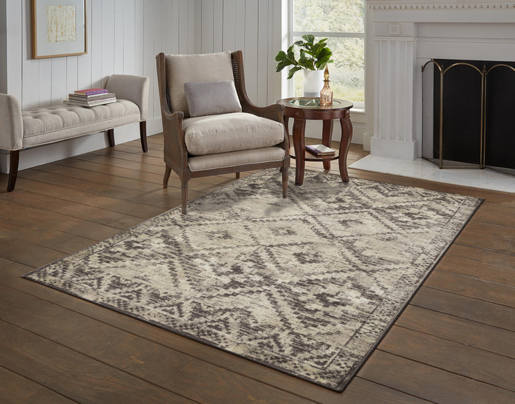 8' x 11' Gray Abstract Dhurrie Rectangle Area Rug