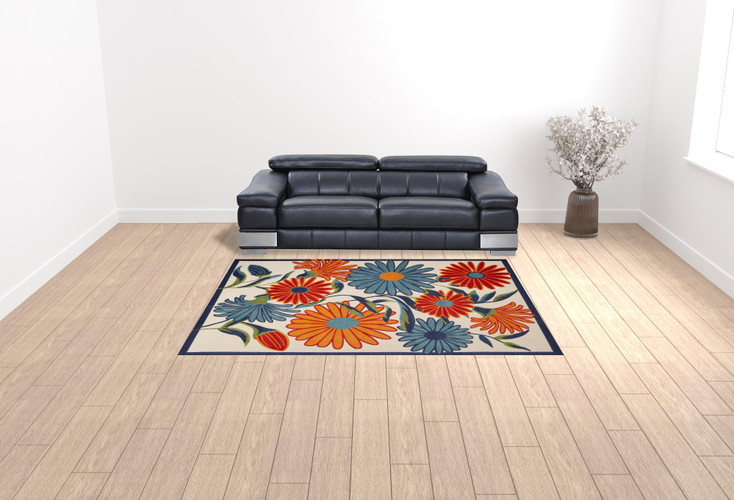 8' x 11' Multicolor Floral Stain Resistant Non Skid Area Rug