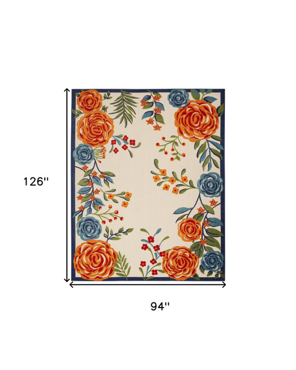 8' x 11' Multicolor Floral Stain Resistant Non Skid Rectangle Area Rug