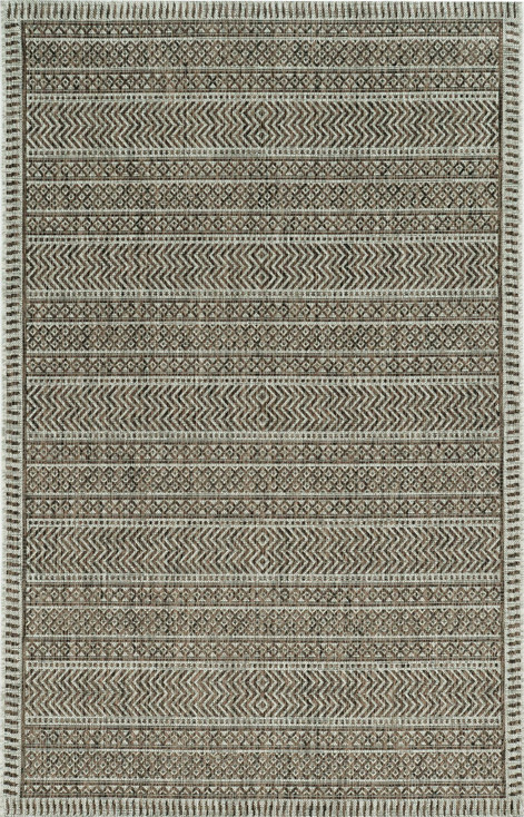 8' x 11' Mocha Geometric Patterns Indoor Area Rug