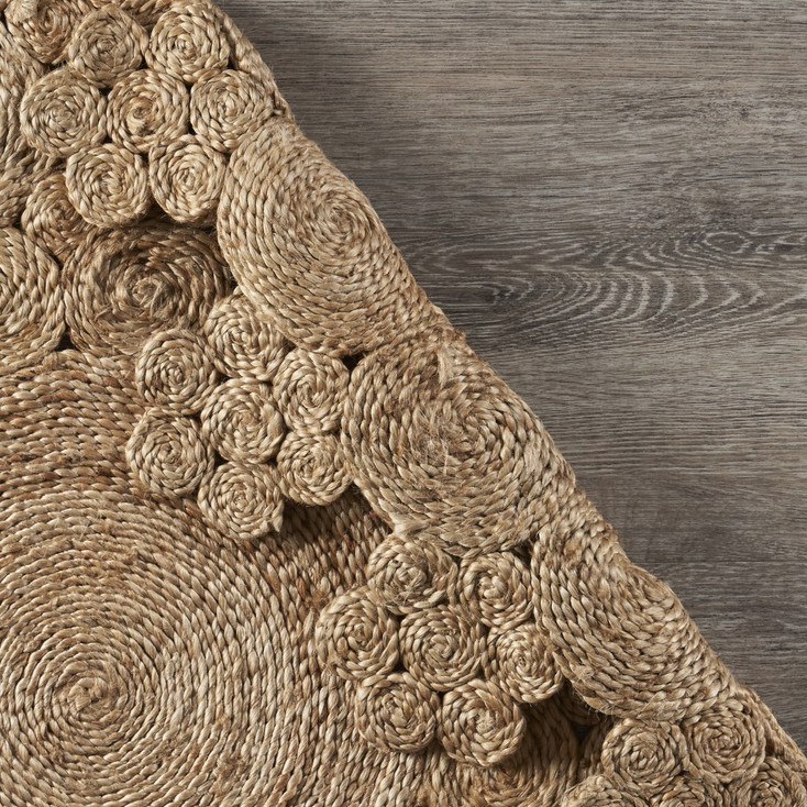4' Dazzling Concentric Natural Boutique Jute Rug