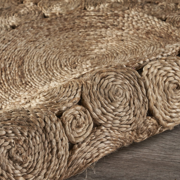 4' Dazzling Concentric Natural Boutique Jute Rug
