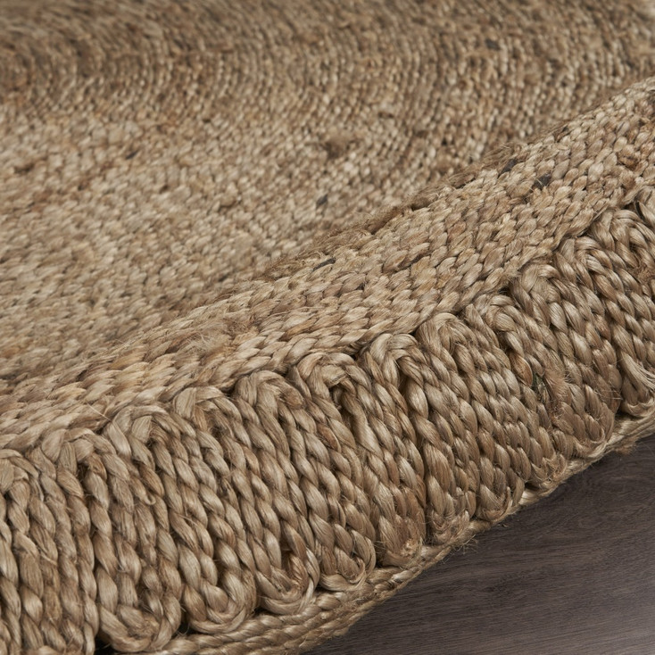 4' Gray Toned Braided Natural Jute Area Rug