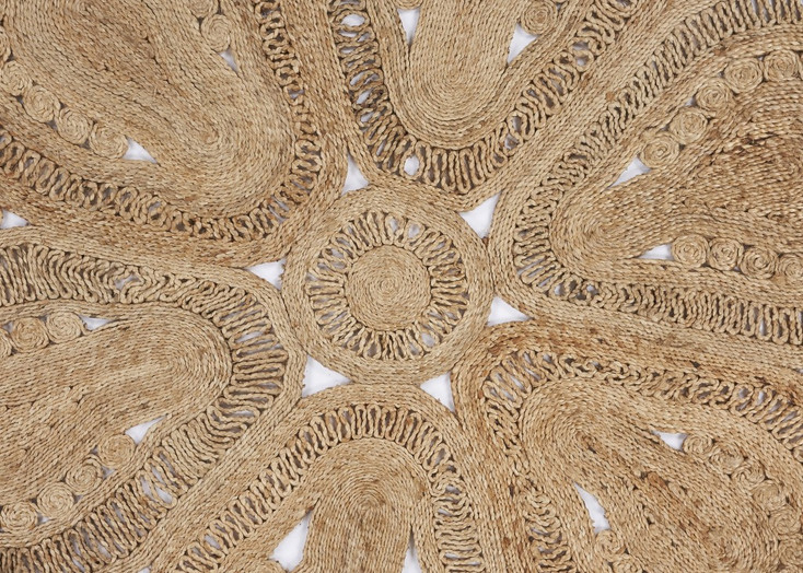 4' Floral Doily Natural Jute Area Rug