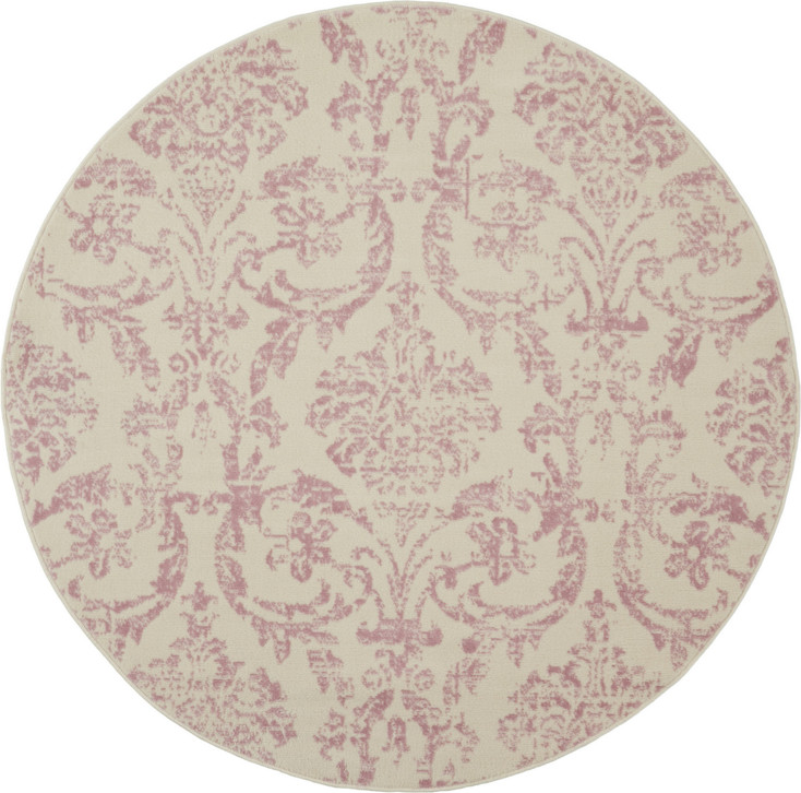 5' Cream Round Damask Power Loom Area Rug