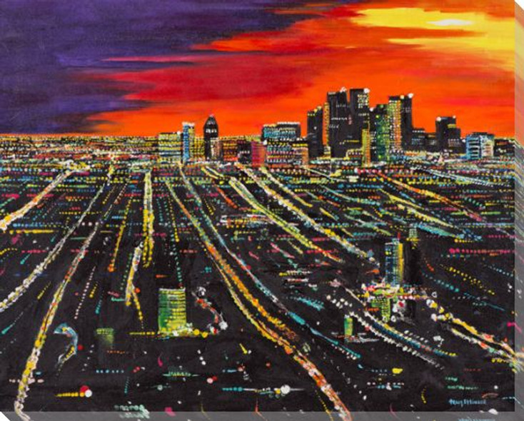 Los Angeles at Sunset Wrapped Canvas Giclee Print Wall Art