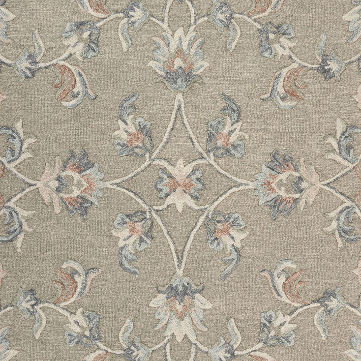 5' Gray Round Wool Hand Tufted Area Rug