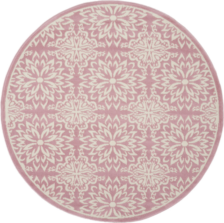5' Pink Round Floral Power Loom Area Rug