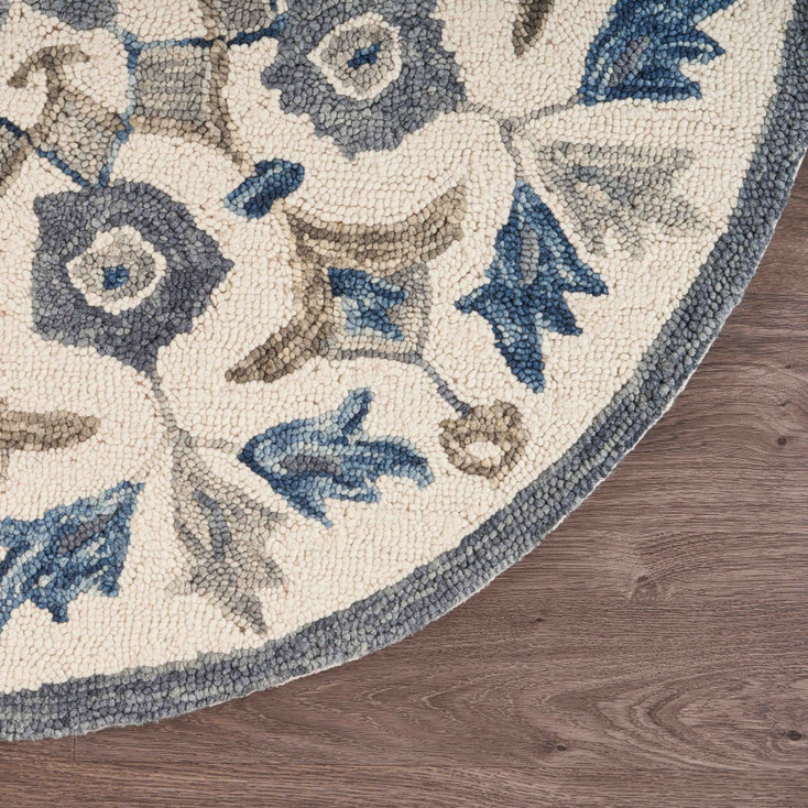 6' Round Blue Floral Oasis Area Rug