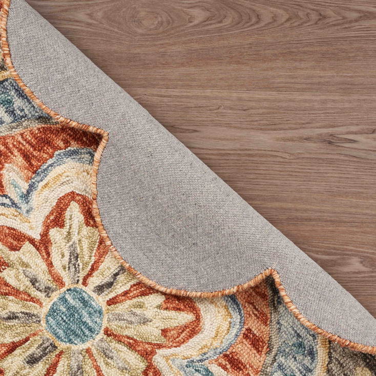 6' Round Orange Scalloped Edge Area Rug
