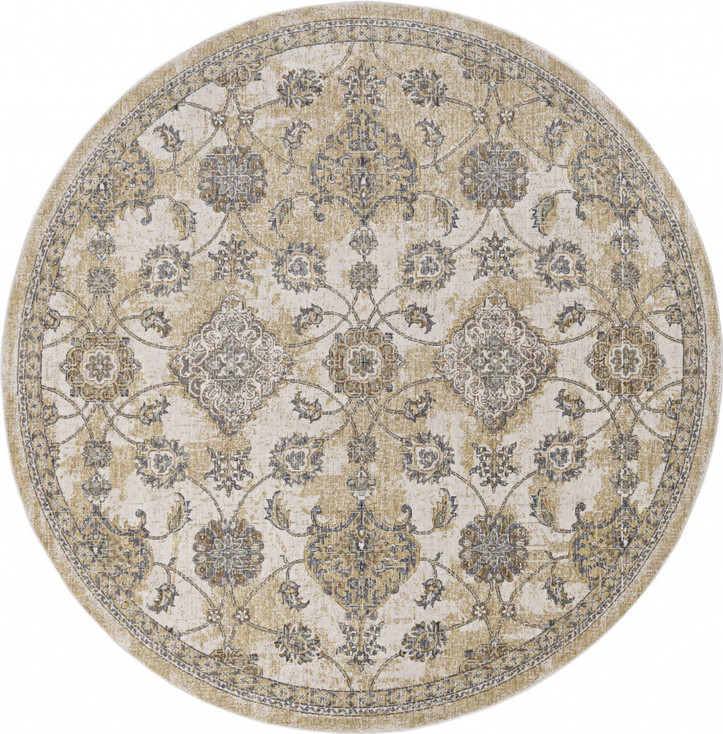 6' Round Polyester Red Area Rug