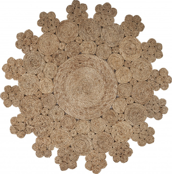 6' Dazzling Concentric Natural Boutique Jute Rug