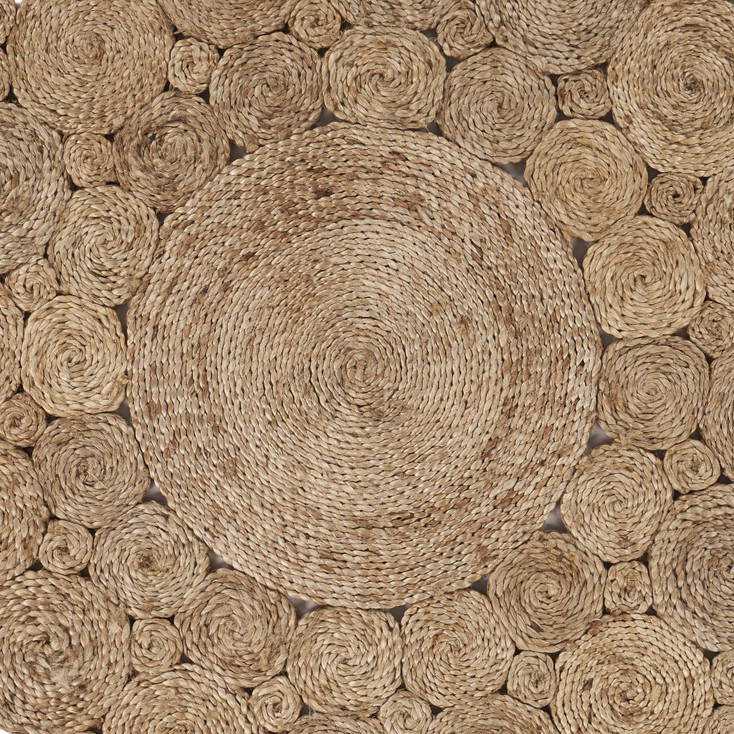 6' Dazzling Concentric Natural Boutique Jute Rug