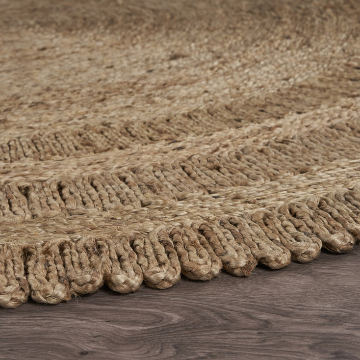 6' Gray Toned Braided Natural Jute Area Rug