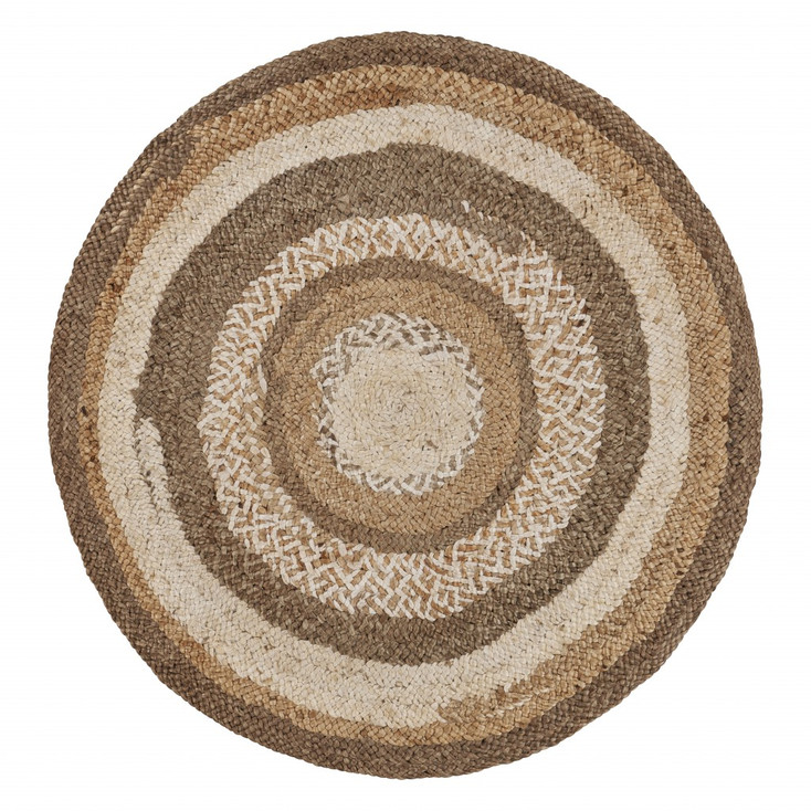 6' Multicolored Concentric Boutique Round Jute Rug