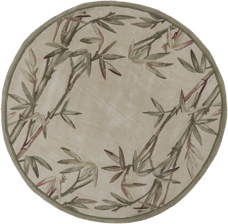 7' Round Ivory Color Wool Area Rug