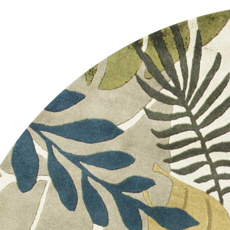 7' Round Wool Ivory Color Area Rug
