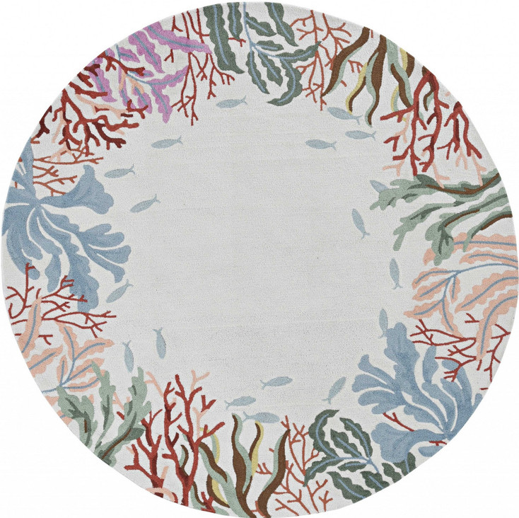 8' Ivory Round Hand Hooked Area Rug