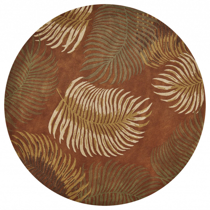 8' Rust Round Wool Hand Tufted Area Rug