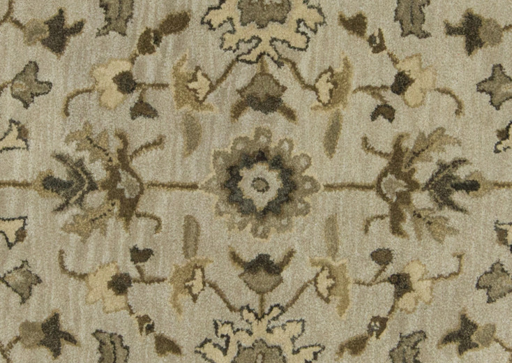 8' Gray Ivory and Taupe Round Wool Floral Tufted Handmade Stain Resistant Area Rug