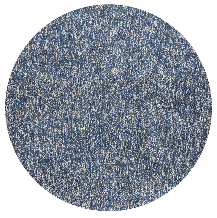 8' Indigo Ivory Heather Round Indoor Shag Rug