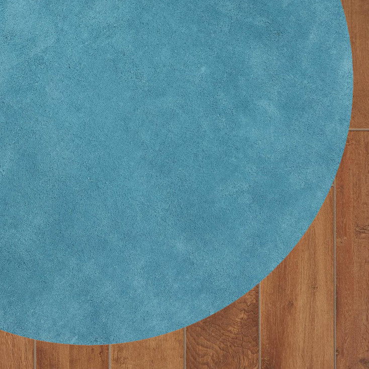 8' Round Polyester Highlighter Blue Area Rug