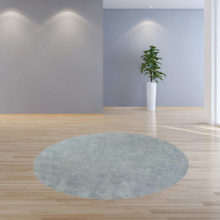 8' Round Polyester Blue Heather Area Rug