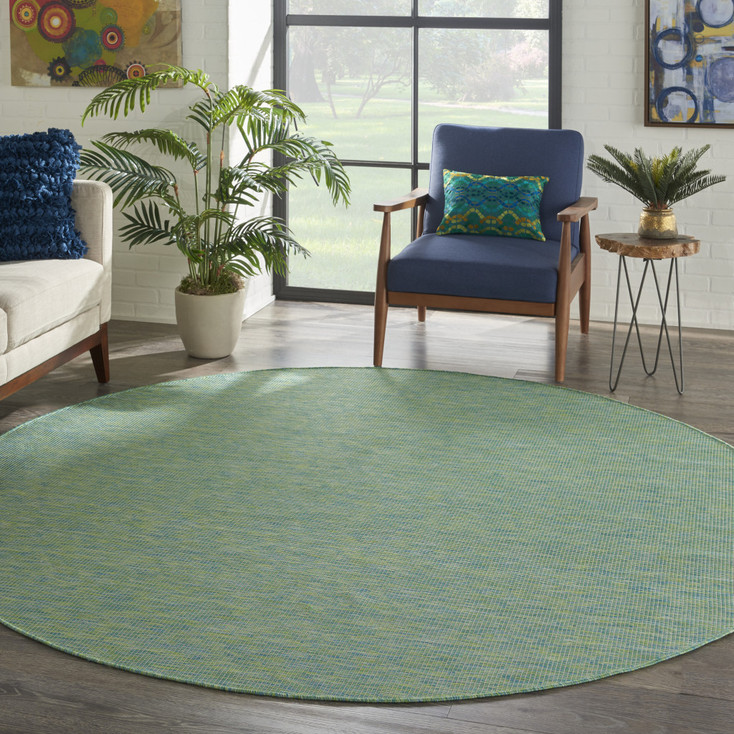 8' Blue Color Round Power Loom Area Rug