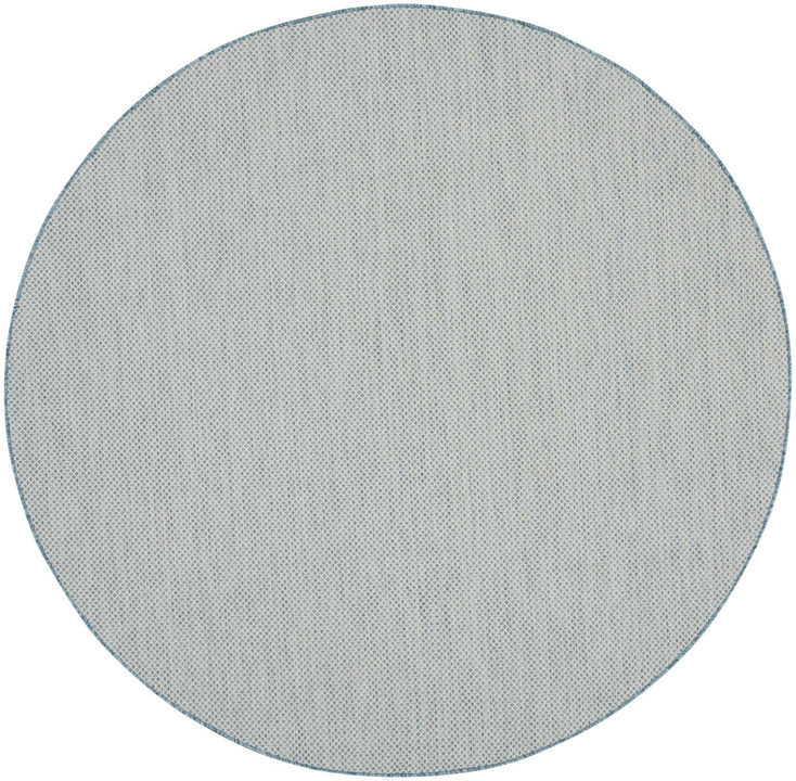 8' Blue Round Geometric Power Loom Area Rug