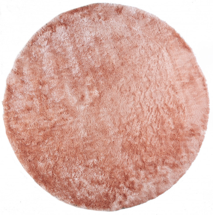 8' Pink Round Shag Tufted Handmade Area Rug