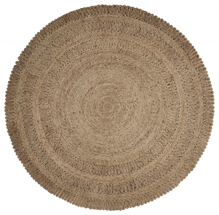 8' Gray Toned Braided Natural Jute Area Rug